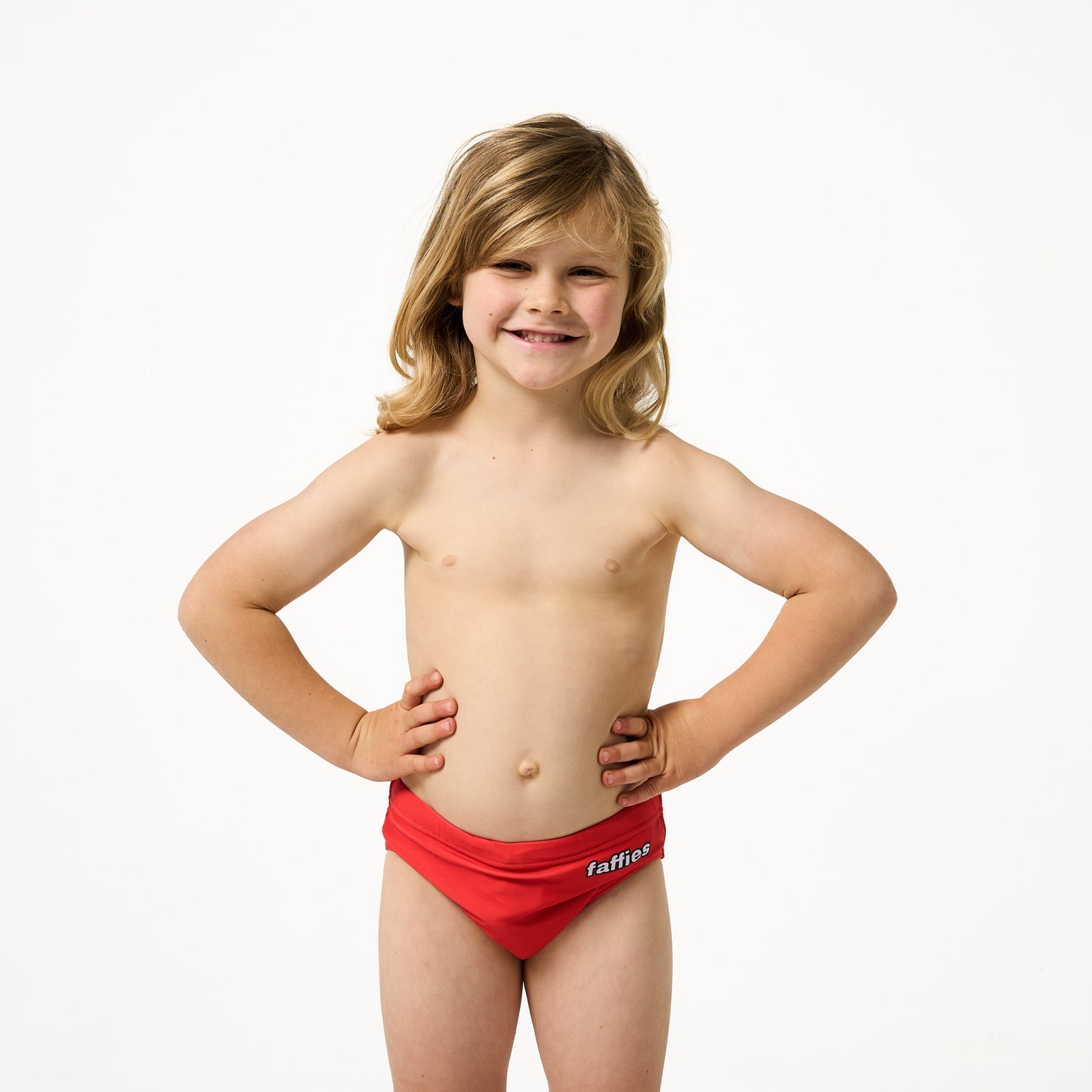 Kids Red Swim Briefs - The Hoff