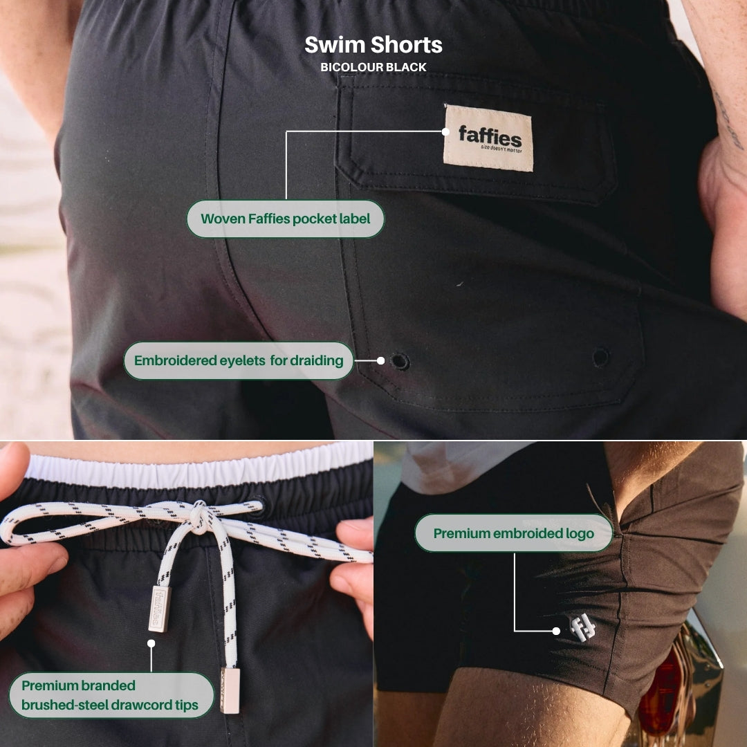 Men's Swim Shorts Bicolour - Black