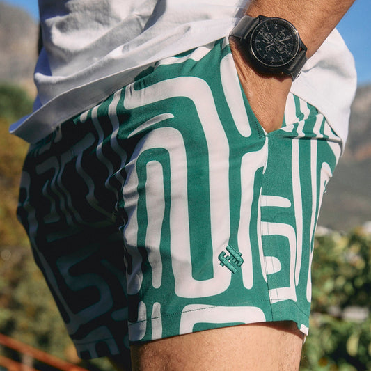 Men's Swim Shorts - Aztec Green