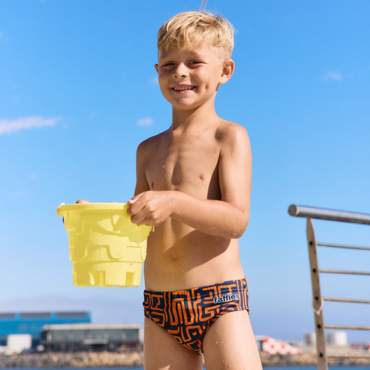 Kids Aztec Swim Briefs - Orange