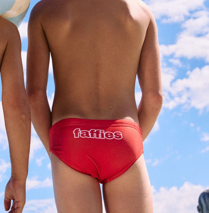 Kids Red Swim Briefs - The Hoff