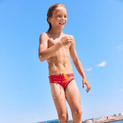 Kids Red Swim Briefs - The Hoff