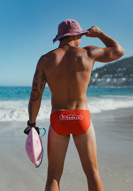 Mens Red Swim Briefs - The Hoff