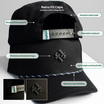 Faffies Retro Fit Five-Panel Black Cap