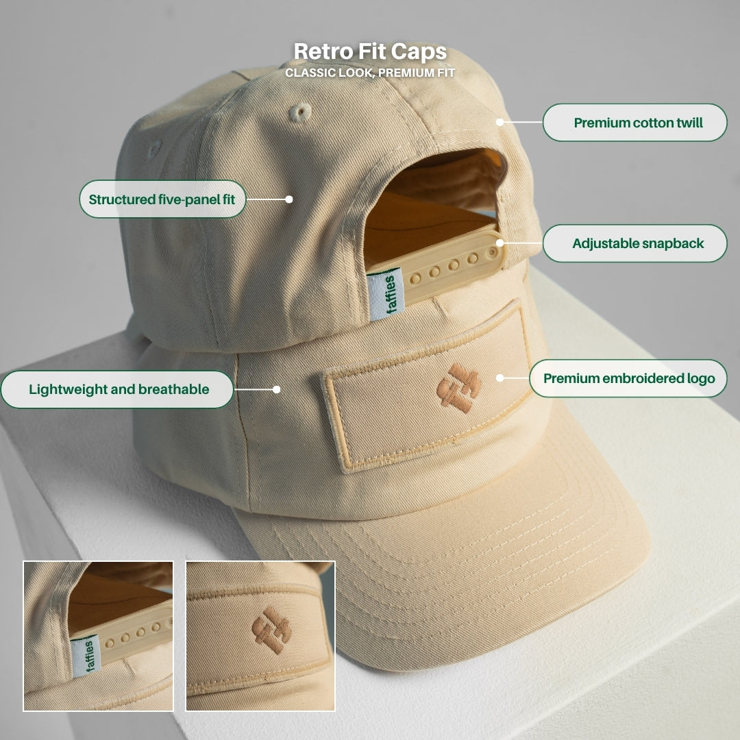 Faffies Retro Fit Five-Panel Beige Cap