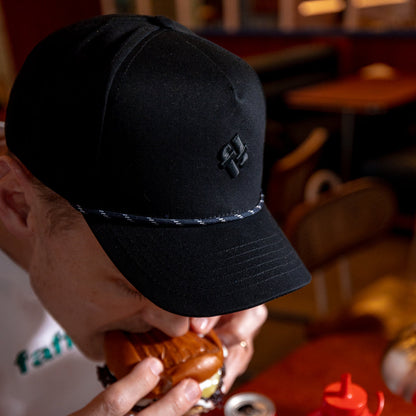Faffies Retro Fit Five-Panel Black Cap