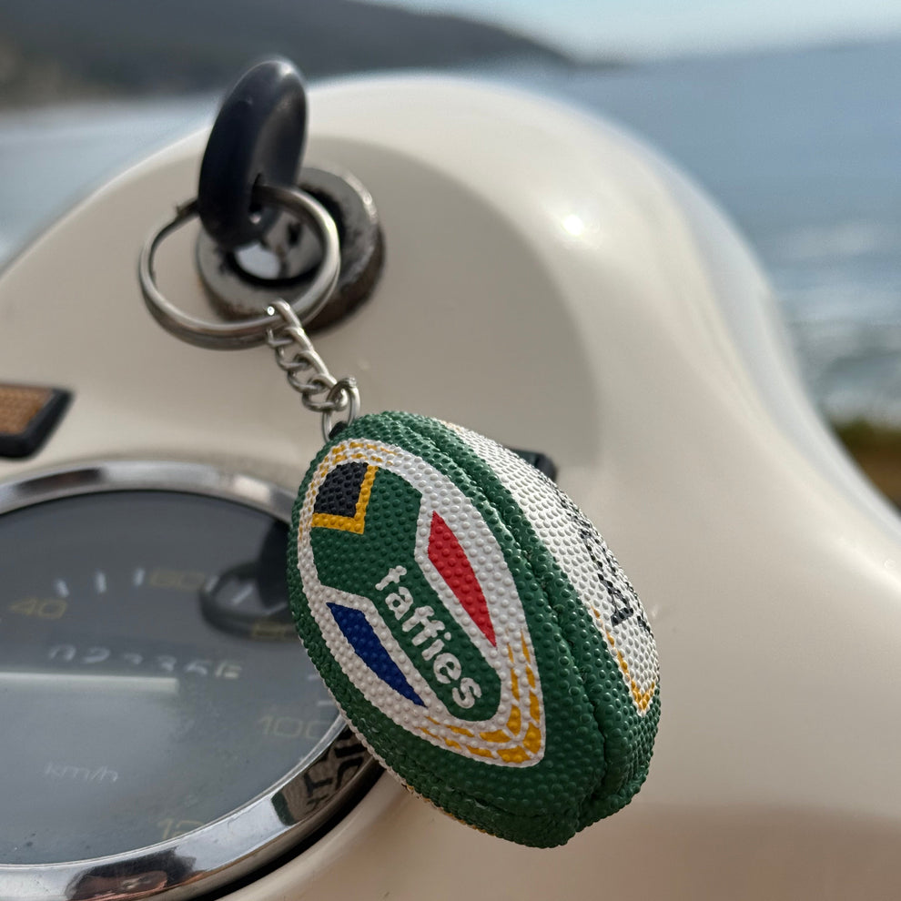 Key Ring Rugby Ball Faffies SA Flag Rugby Ball Key Ring