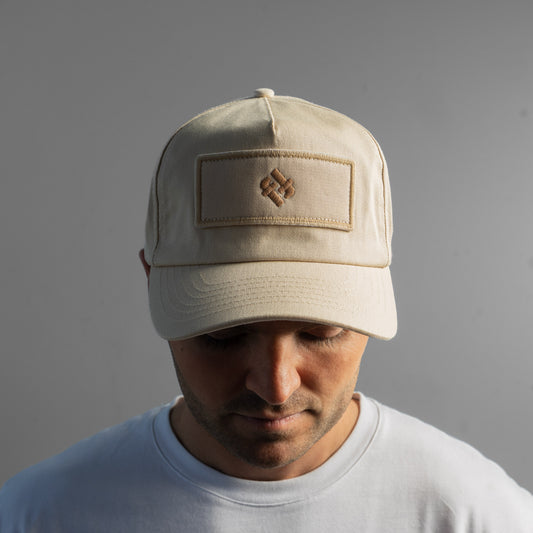 Faffies Retro Fit Five-Panel Beige Cap