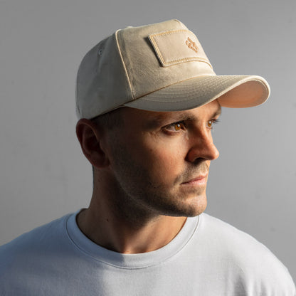 Faffies Retro Fit Five-Panel Beige Cap
