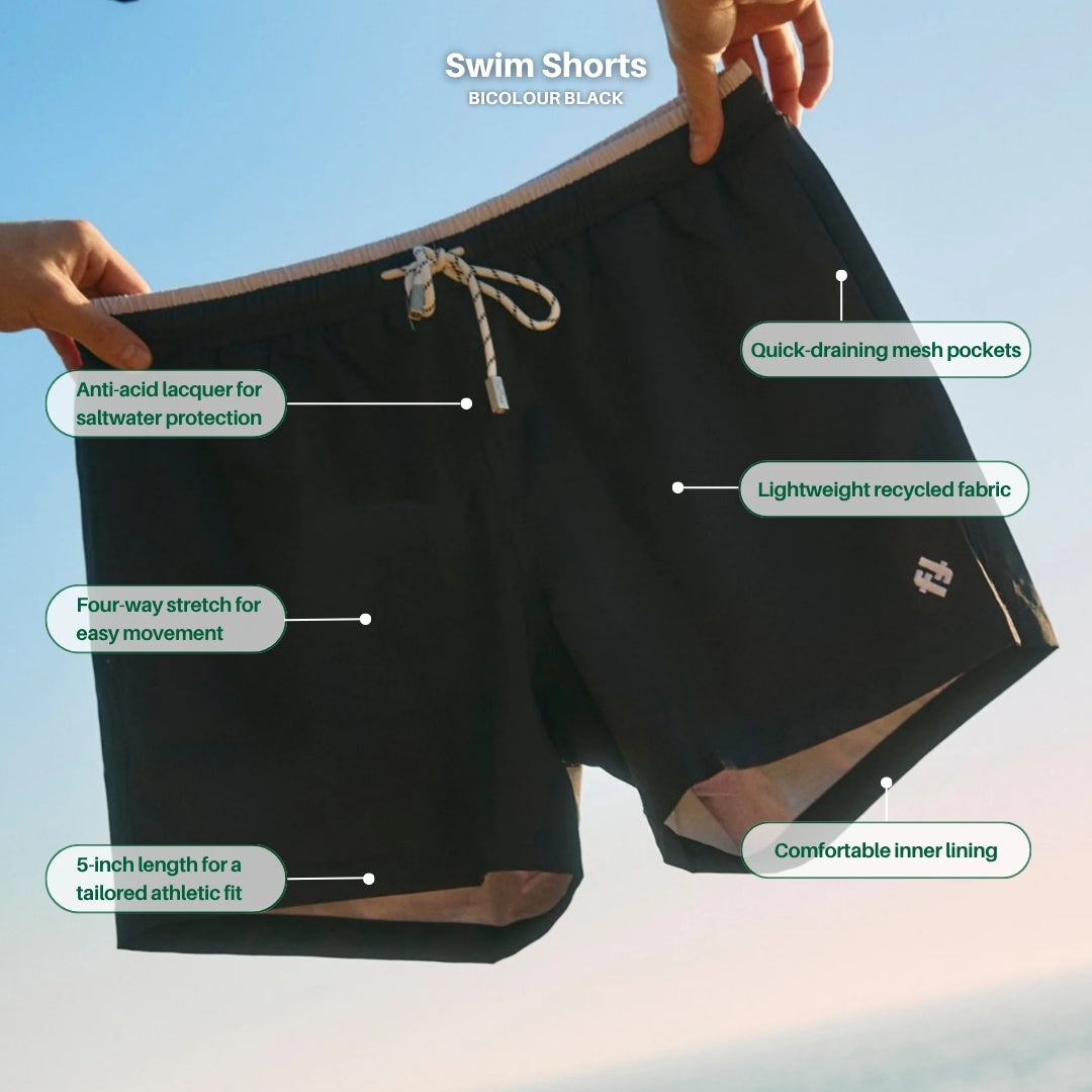 Men's Swim Shorts Bicolour - Black